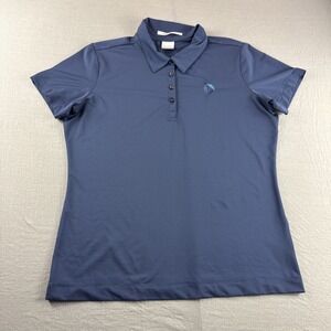Nike Golf Polo Womens L Blue Sphere Dry Diamond Short Sleeve Geometric Shirt Top
